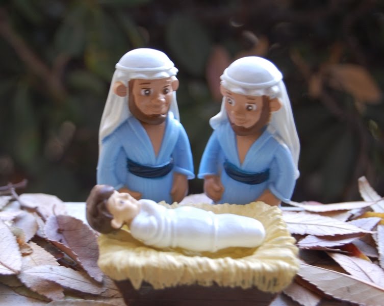 Gay nativity , with manger